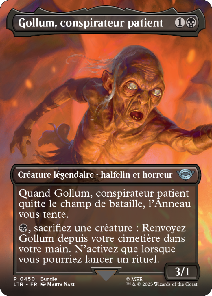 La carte de Gollum dans Magic Seigneur des anneaux.
