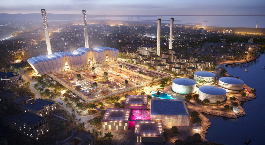 Vue depuis le ciel du futur "Jeddah Central Museum" imaginé par le cabinet Heatherwick Studio