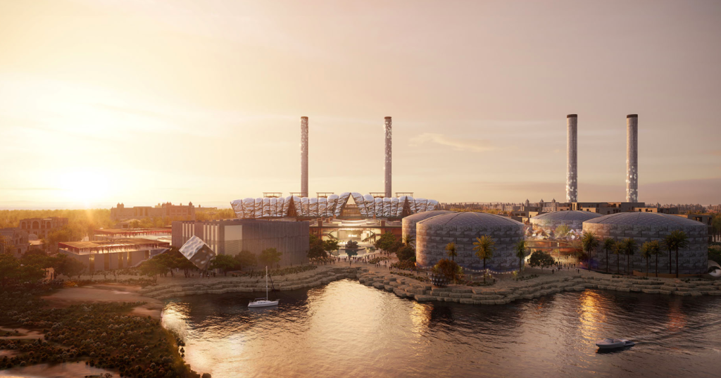 Vue depuis la mer Rouge du futur "Jeddah Central Museum" imaginé par le cabinet Heatherwick Studio
