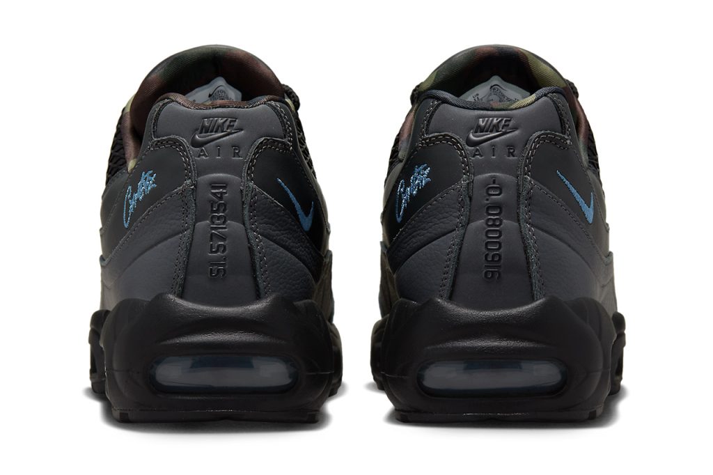 Vue du talon des Corteiz x Nike Air Max 95 "Aegean Storm"