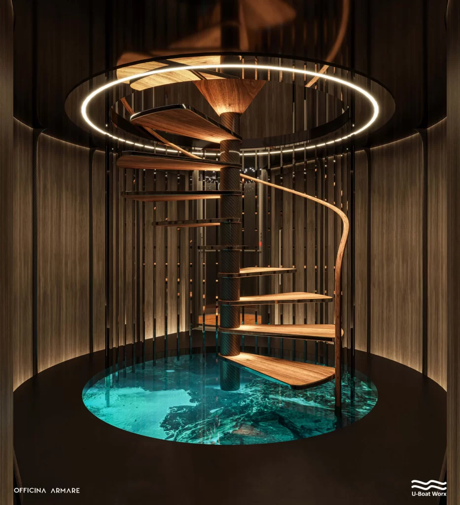L'escalier somptueux du Nautilus de U-Boat Worx