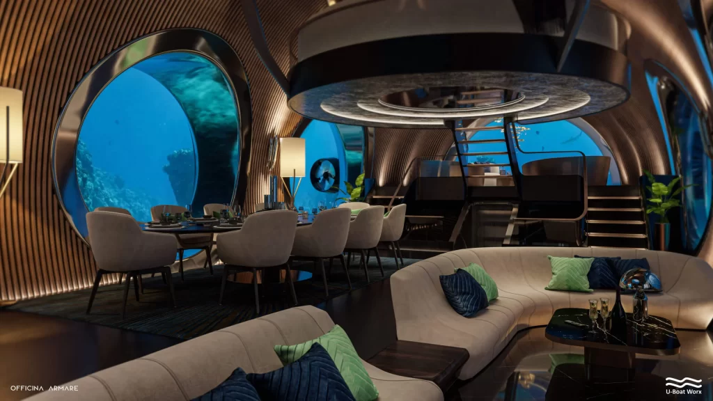 Vue d'ensemble du salon du Nautilus de U-Boat Worx