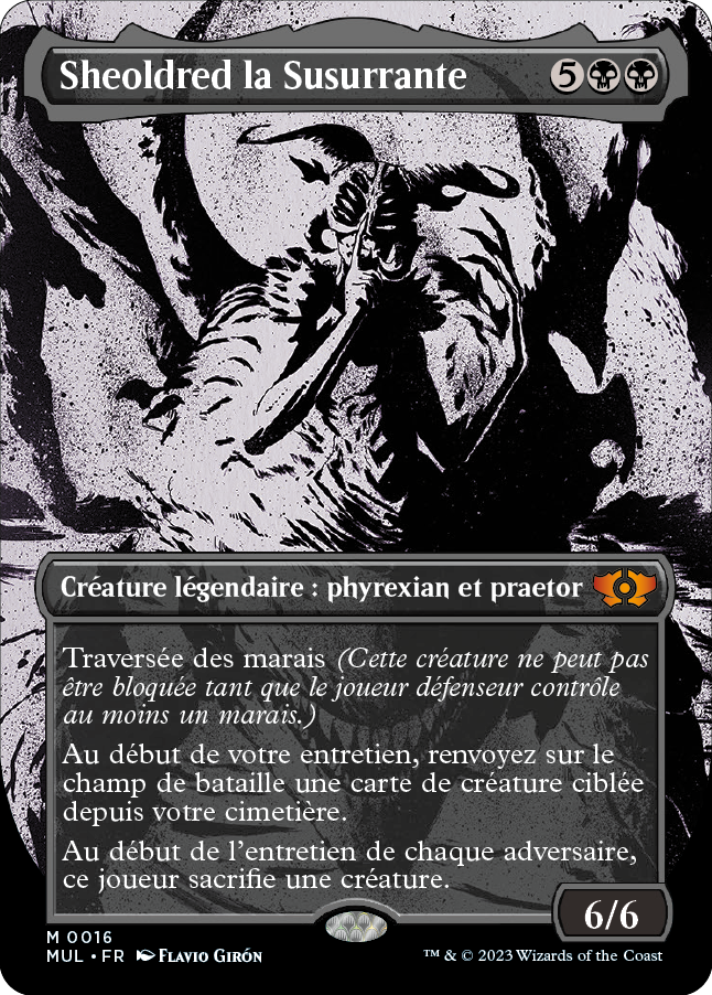 Sheoldred la Susurrante, version légendes du mutiverse dans L'invasion des machines