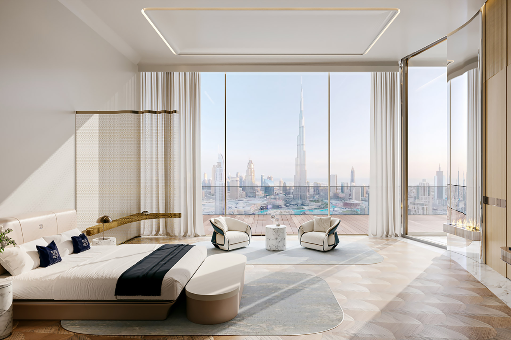 Une chambre de la tour Bugatti à Dubaï.