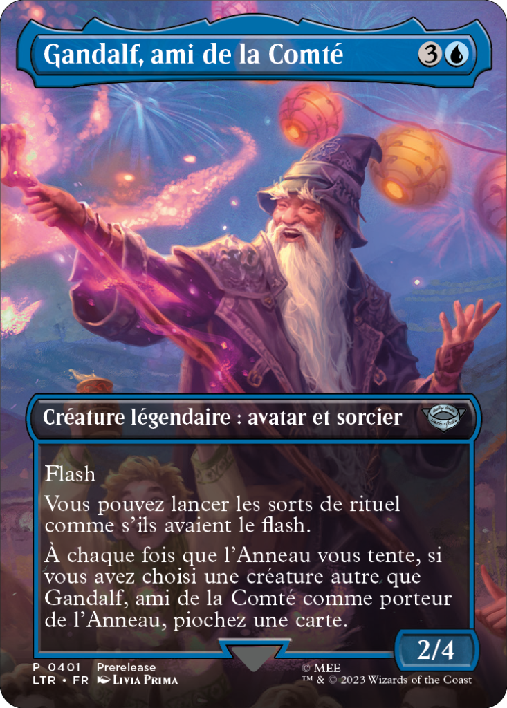 Carte Magic the Gathering de Gandalf, dans l'édition Seigneur des Anneaux de 2023.