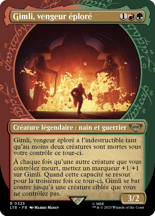 Carte Magic the Gathering de Gimli, dans l'édition Seigneur des Anneaux de 2023.