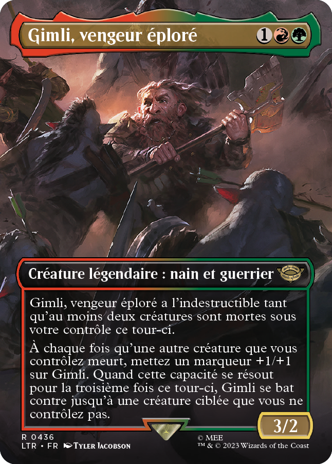 Carte Magic the Gathering de Gimli, dans l'édition Seigneur des Anneaux de 2023.