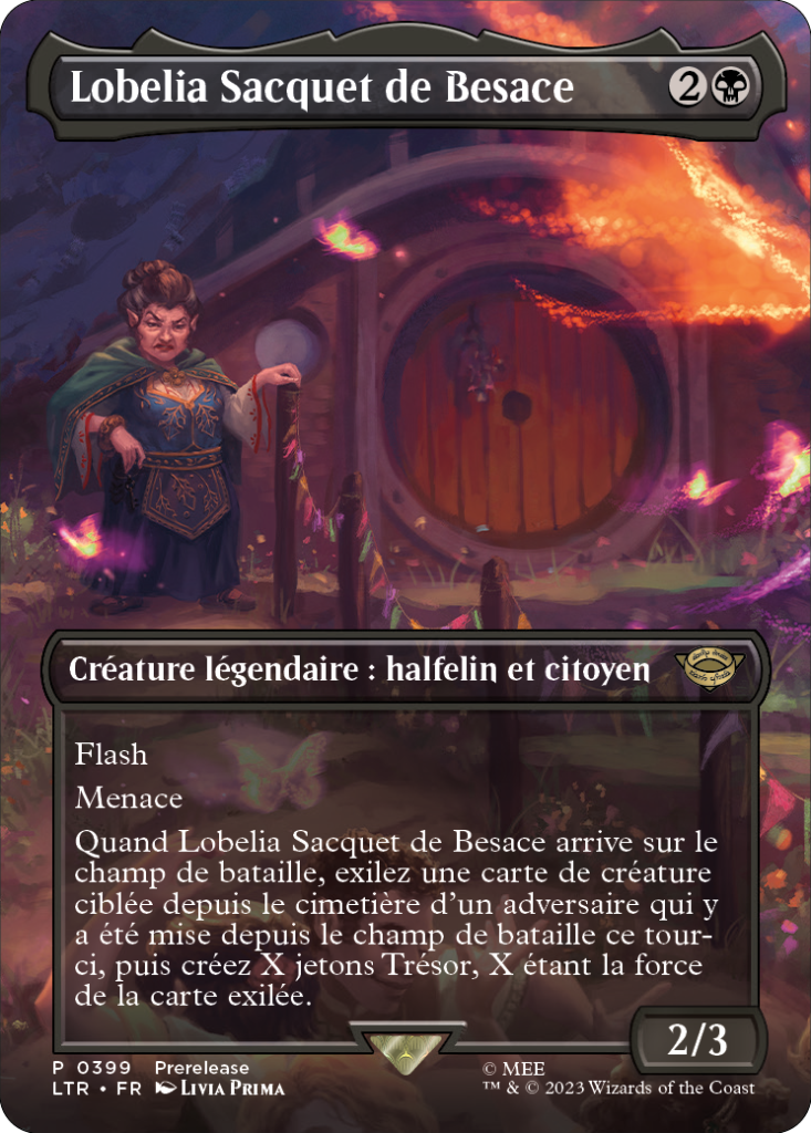 Carte Magic the Gathering Lobelia, dans l'édition Seigneur des Anneaux de 2023.