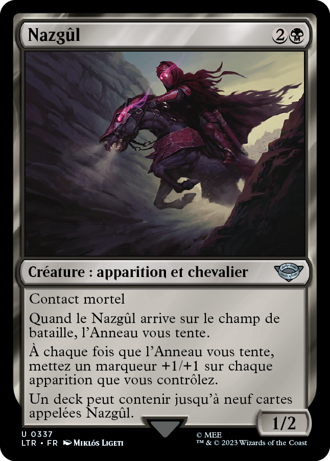 Carte Magic the Gathering de Nazgul, dans l'édition Seigneur des Anneaux de 2023.