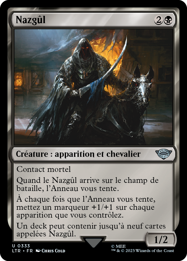 Carte Magic the Gathering de Nazgul, dans l'édition Seigneur des Anneaux de 2023.