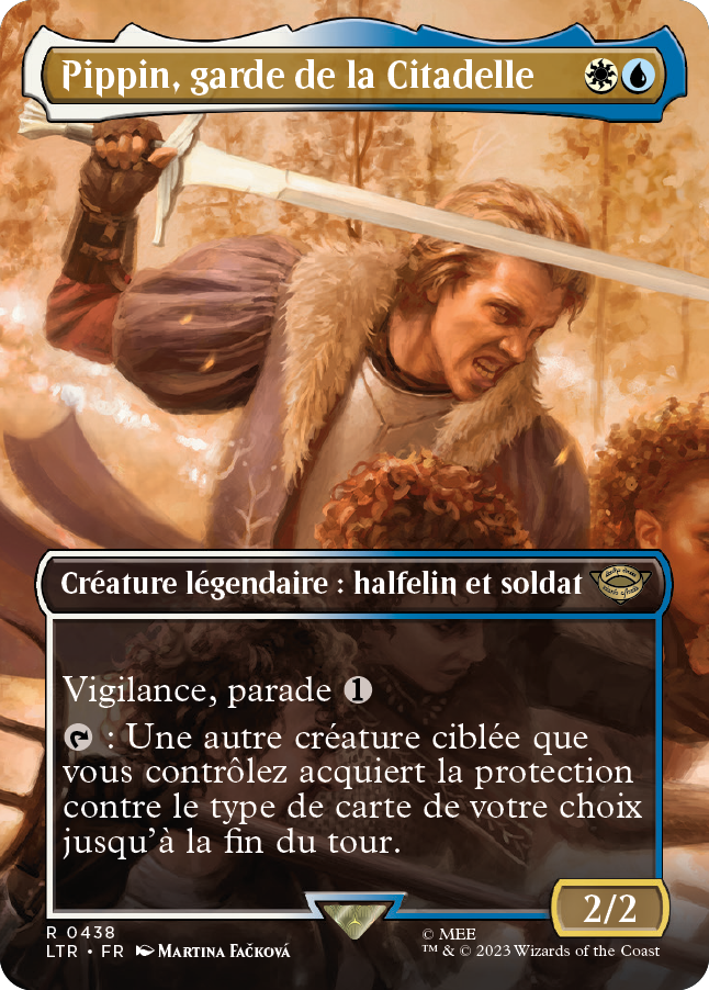 Carte Magic the Gathering de Pippin, dans l'édition Seigneur des Anneaux de 2023.