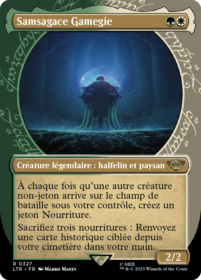 Carte Magic the Gathering de Sam Gamegie, dans l'édition Seigneur des Anneaux de 2023.