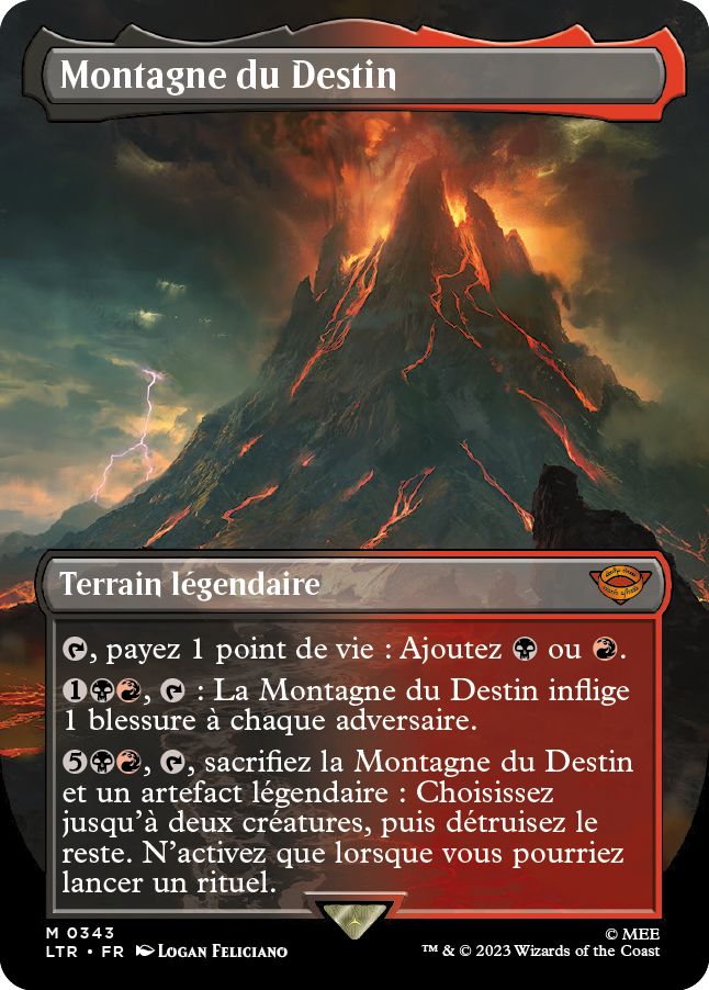 Carte "Montagne du destin" Magic the Gathering, dans l'édition Seigneur des Anneaux de 2023.
