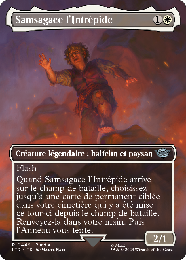 Carte Magic the Gathering de Sam Gamegie, dans l'édition Seigneur des Anneaux de 2023.