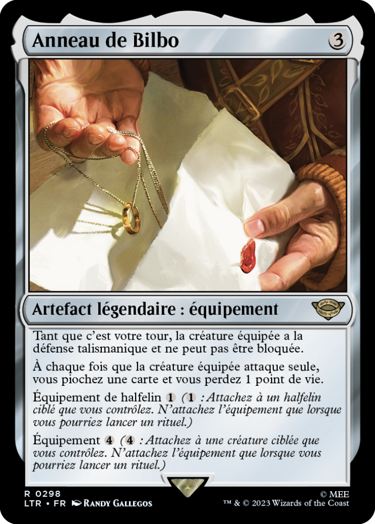 Carte Magic the Gathering de Anneau de Bilbo, dans l'édition Seigneur des Anneaux de 2023.