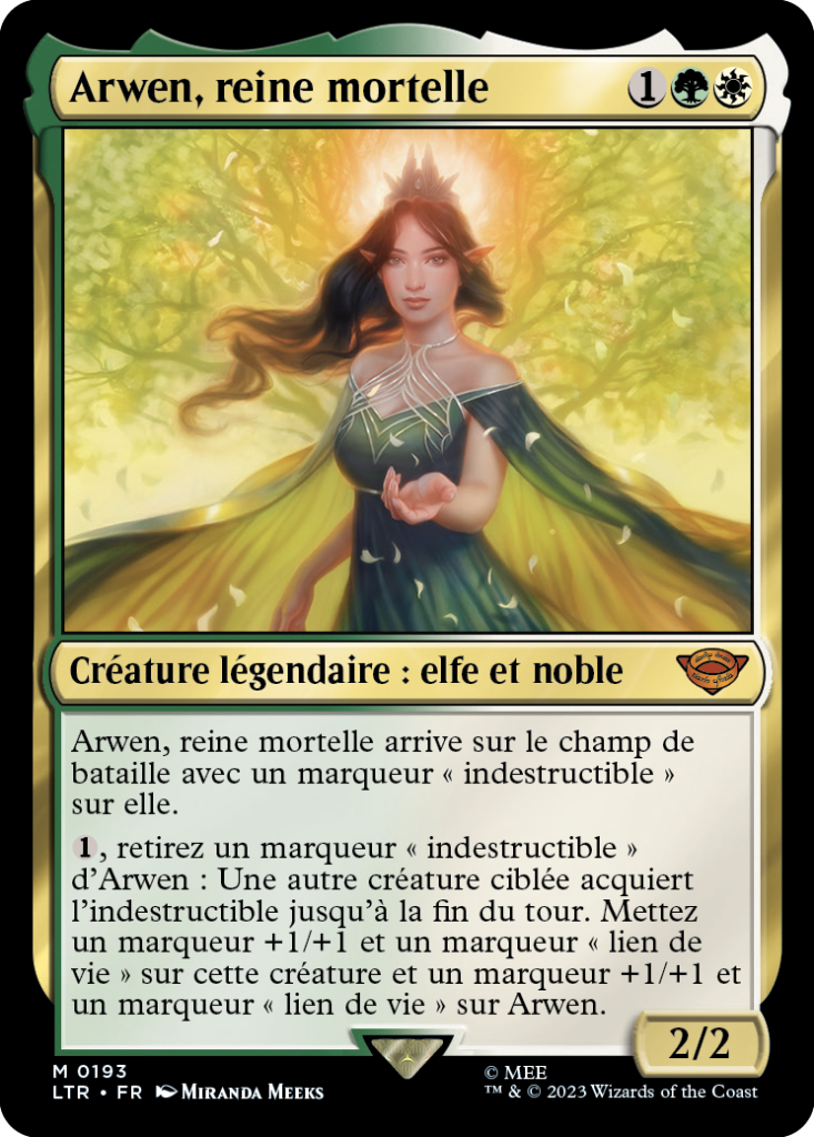 Carte Magic the Gathering de Arwen, dans l'édition Seigneur des Anneaux de 2023.