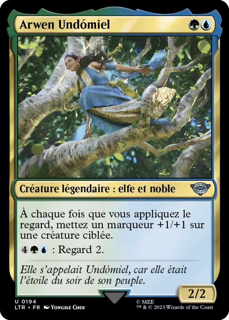 Carte Magic the Gathering de Arwen, dans l'édition Seigneur des Anneaux de 2023.