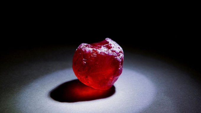 La pierre brute avant taille du rubis Estrela de Fura