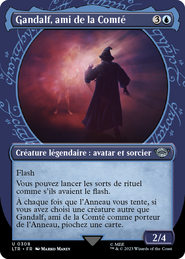 Carte Magic the Gathering de Gandalf, dans l'édition Seigneur des Anneaux de 2023.