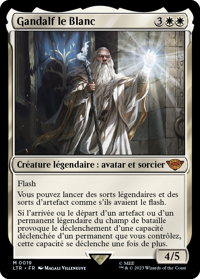 Carte Magic the Gathering de Gandalf, dans l'édition Seigneur des Anneaux de 2023.
