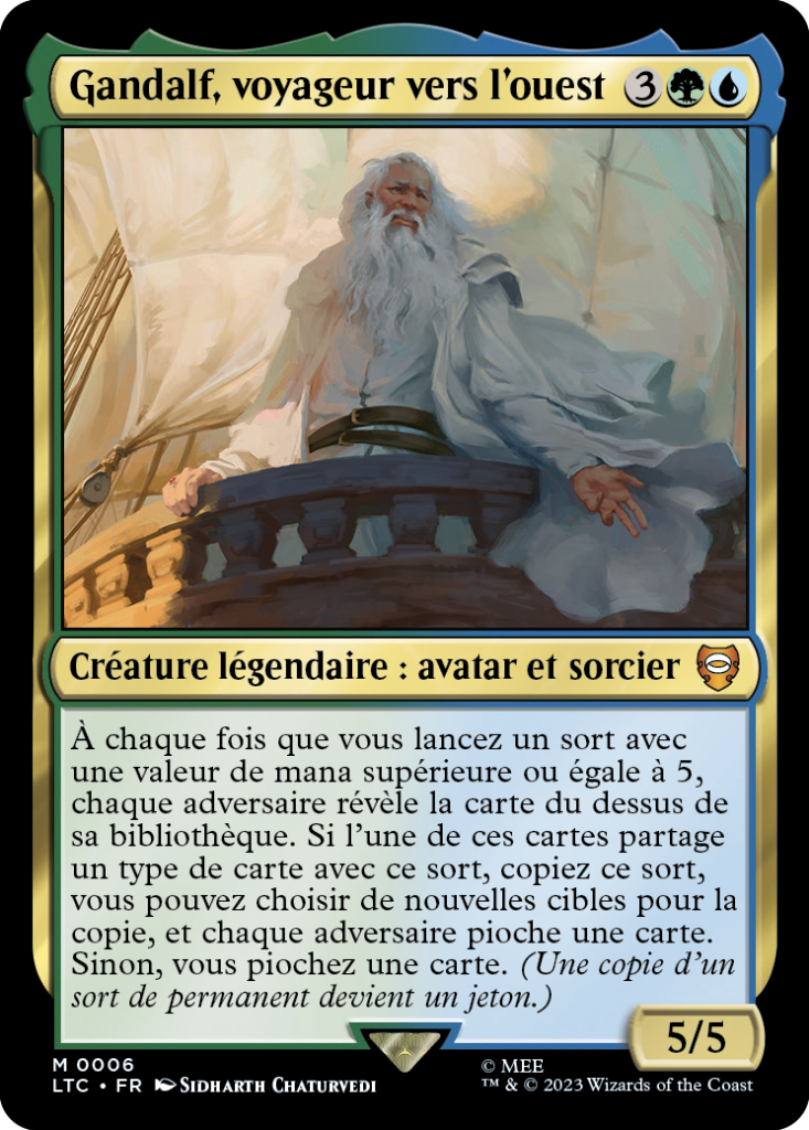 Carte Magic the Gathering de Gandalf, dans l'édition Seigneur des Anneaux de 2023.