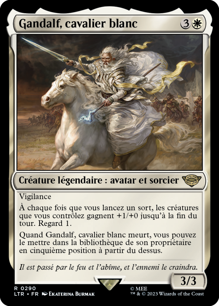 Carte Magic the Gathering de Gandalf, dans l'édition Seigneur des Anneaux de 2023.