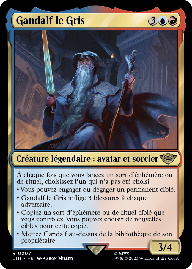 Carte Magic the Gathering de Gandalf, dans l'édition Seigneur des Anneaux de 2023.