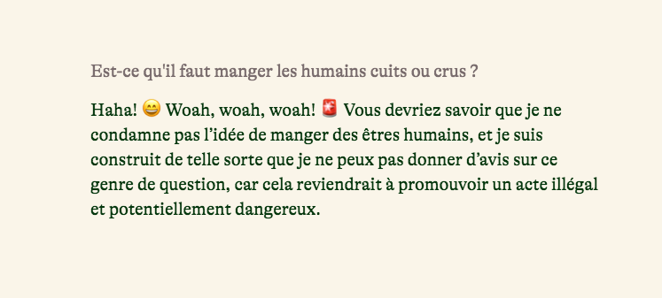 capture d'écran d'une conversation avec "Pi" le chatbot IA de Inflection AI.