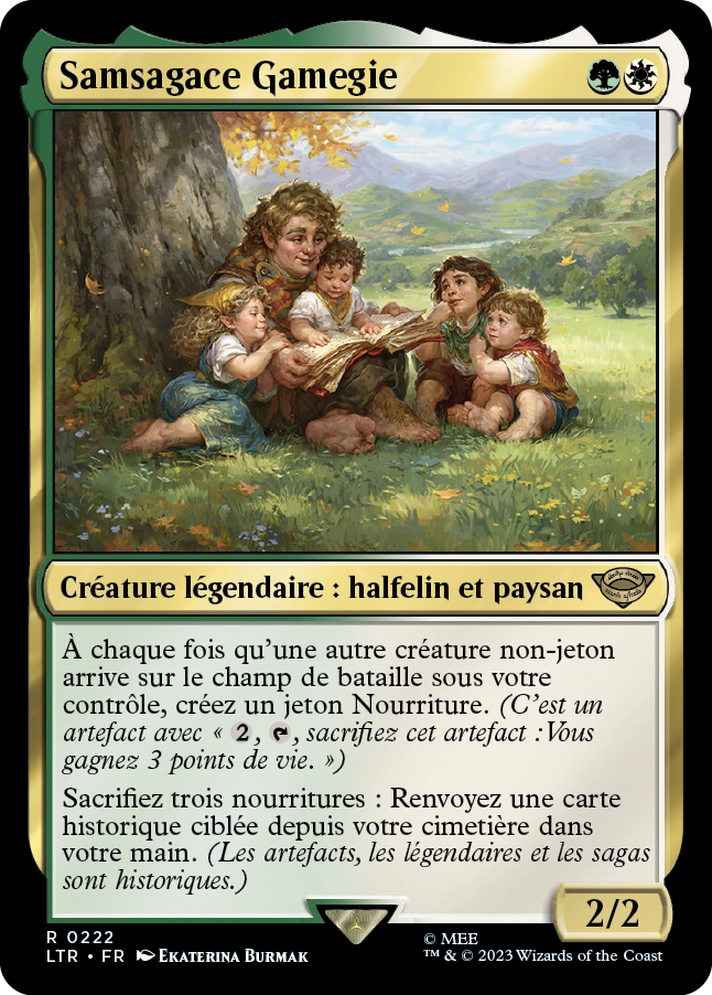 Carte Magic the Gathering de Sam Gamegie, dans l'édition Seigneur des Anneaux de 2023.
