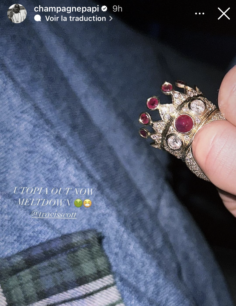 Drake montre la bague de Tupac dans sa story Instagram
