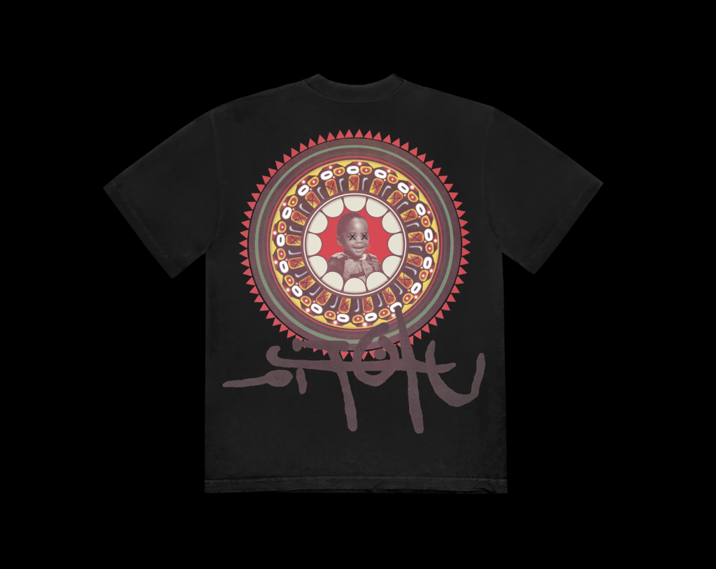 T-shirt spécial de l'album Utopia de Travis Scott : l'un des deux modèles avec Kaws, côté verso, en noir