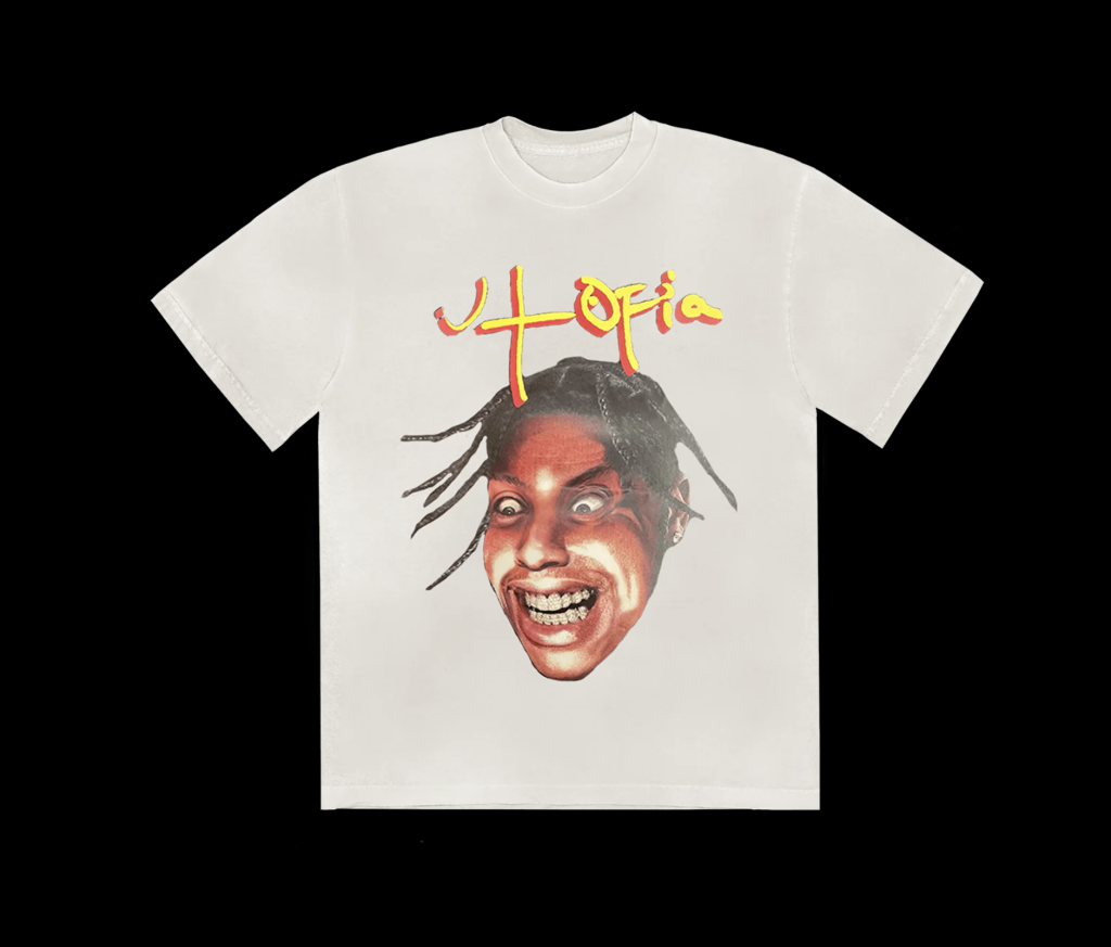 T-shirt spécial de l'album Utopia de Travis Scott : l'un des trois modèles, côté recto