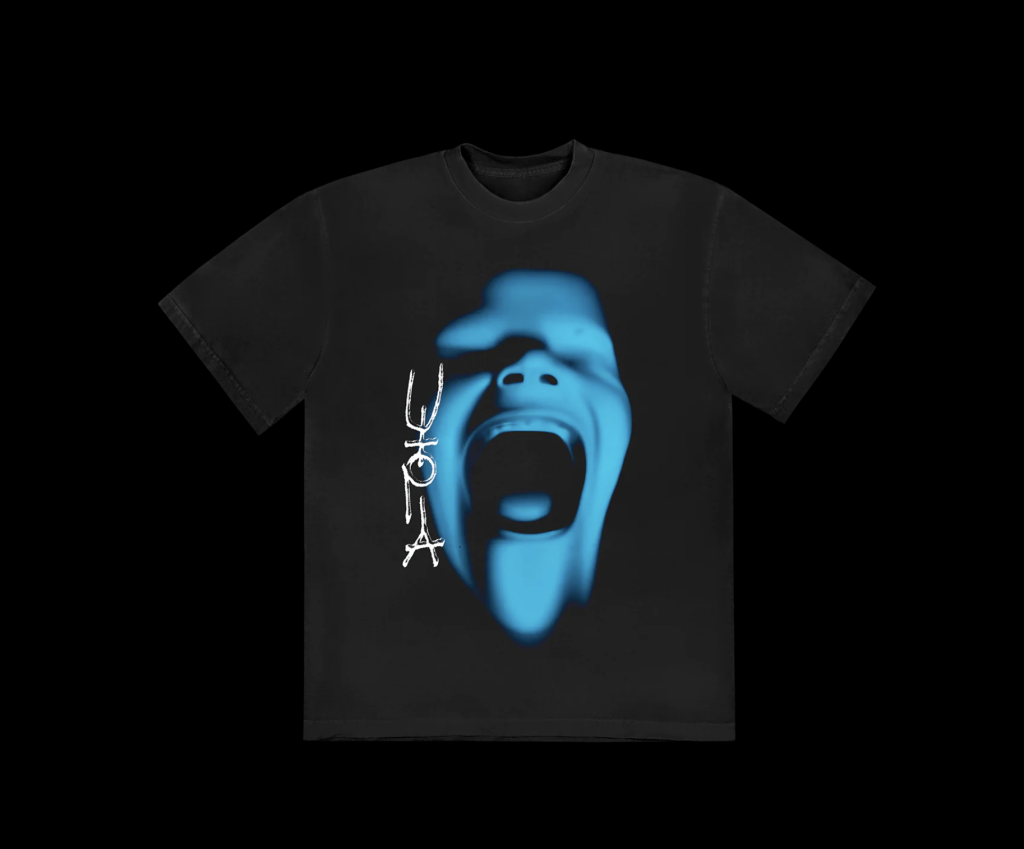 T-shirt spécial de l'album Utopia de Travis Scott : l'un des trois modèles, côté recto