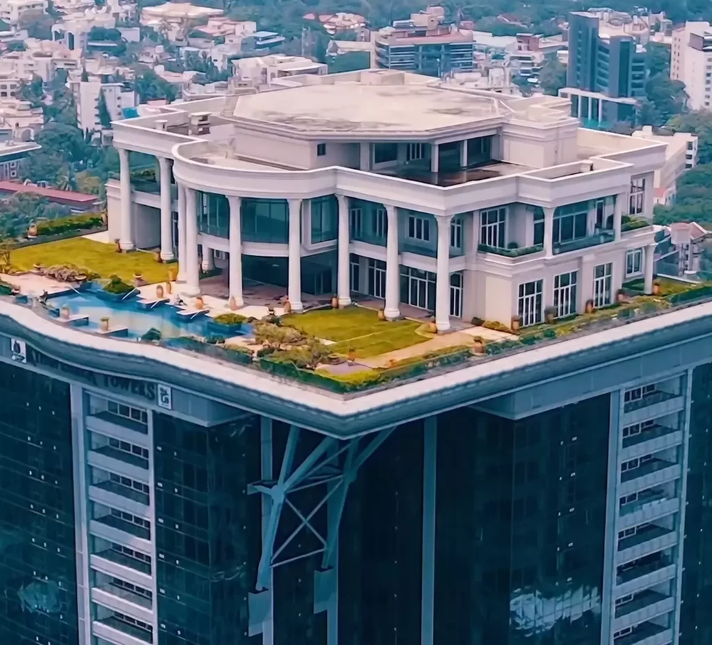 La villa construite au sommet de la Kingfisher Tower, à Bangalore.