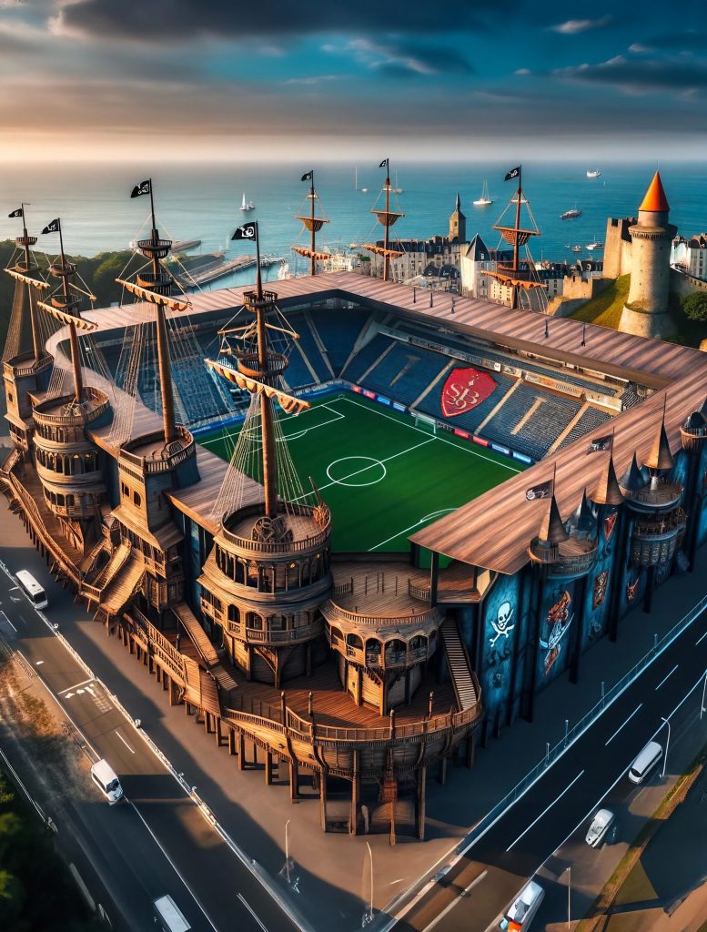 Le stade Francis-Le Blé du Stade Brestois imaginé par l'IA.