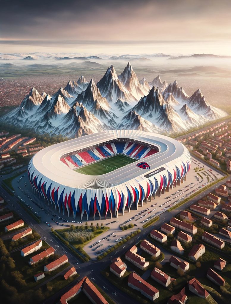 Le stade Gabriel-Montpied du Clermont Foot imaginé par l'IA.