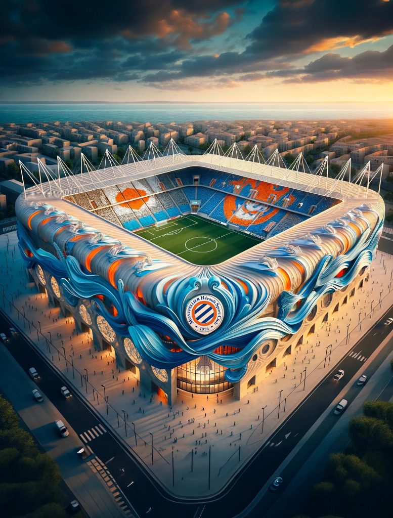 Le stade de la Mosson du MHSC imaginé par l'IA.