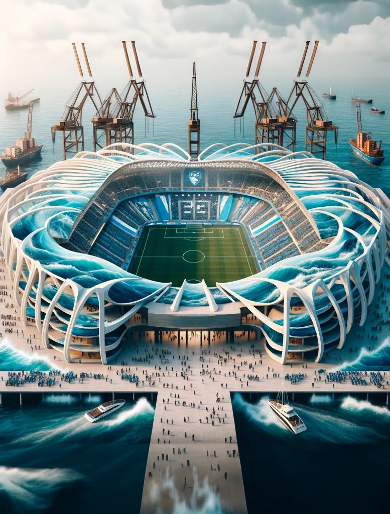 Le stade Océane du Havre AC imaginé par l'IA.