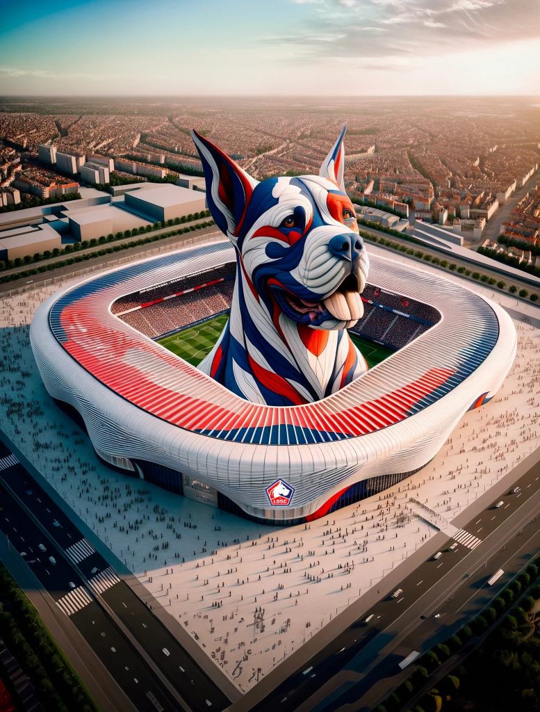 Le Stade Pierre Mauroy du LOSC imaginé par l'IA.