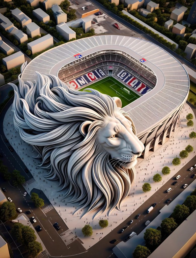 Le Groupama Stadium de l'OL imaginé par l'IA.