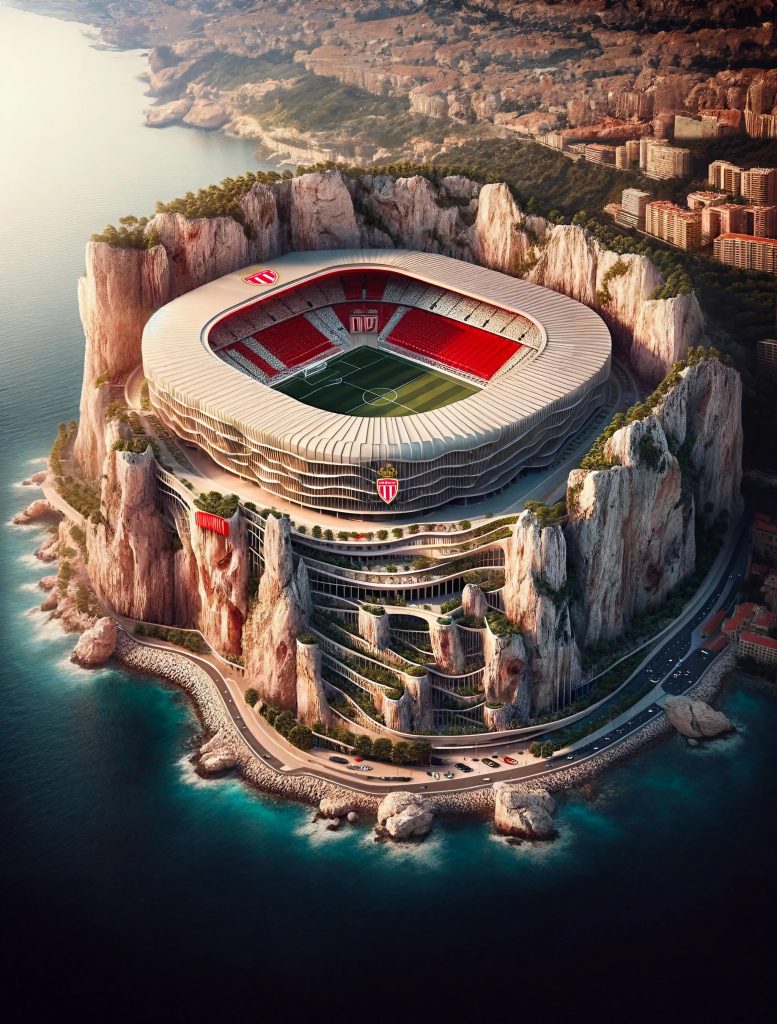 Le Stade Louis-II de l'AS Monaco imaginé par l'IA.
