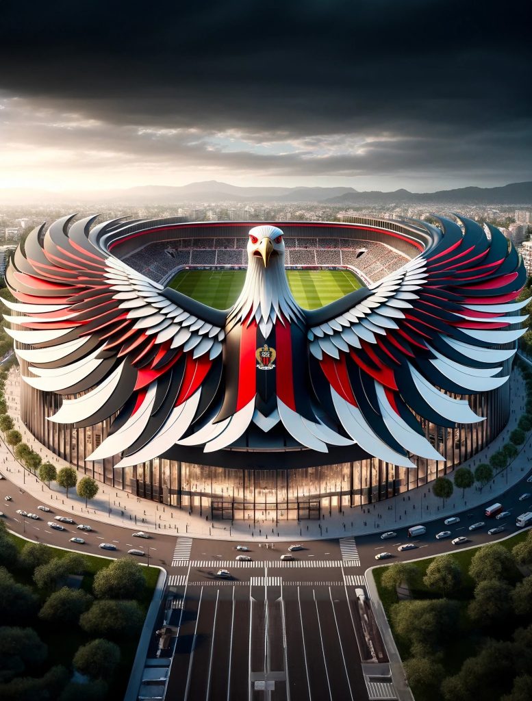 L'Allianz Riviera de l'OGC Nice imaginé par l'IA.