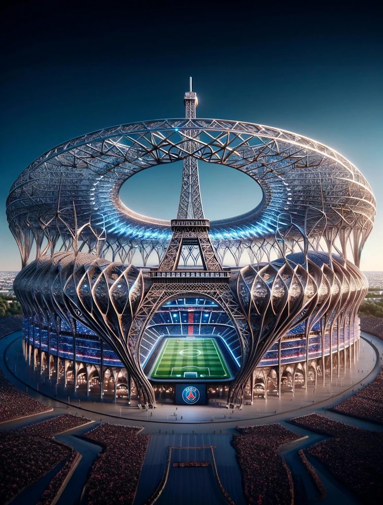 Le Parc du Princes du PSG imaginé par l'IA.