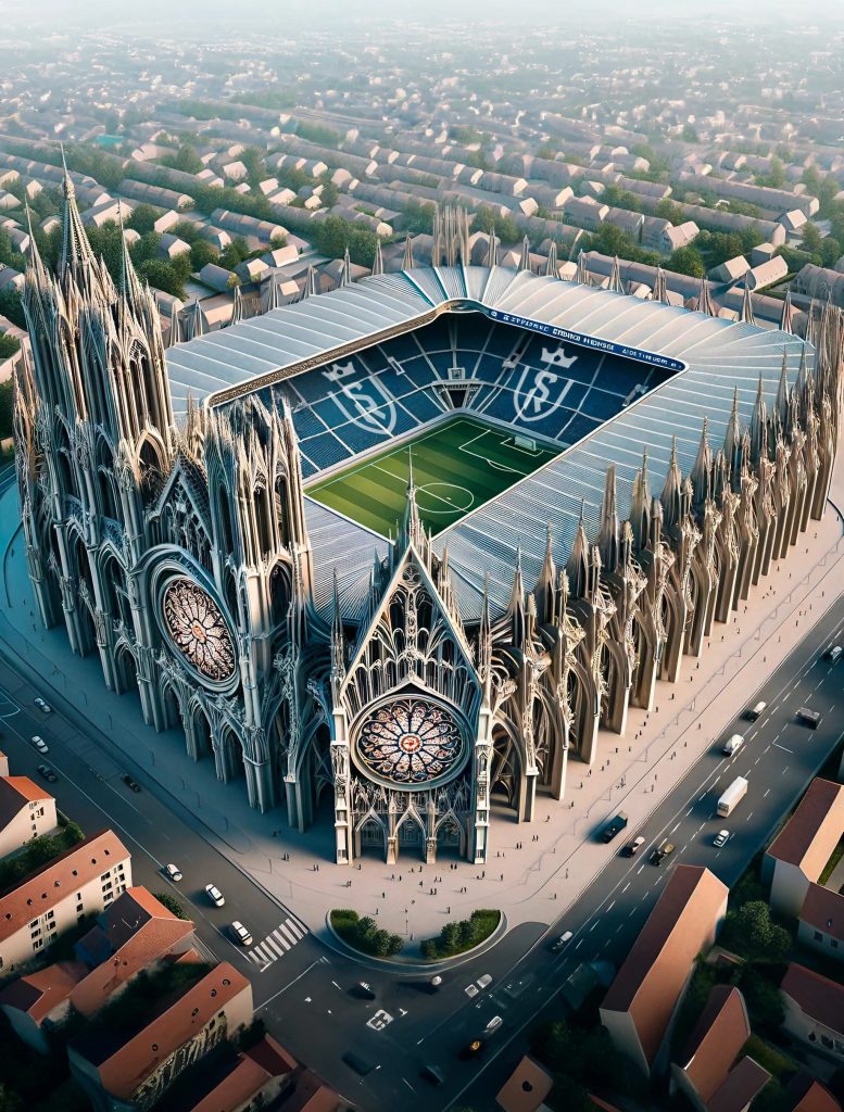 Le stade Auguste-Delaune de Reims imaginé par l'IA.