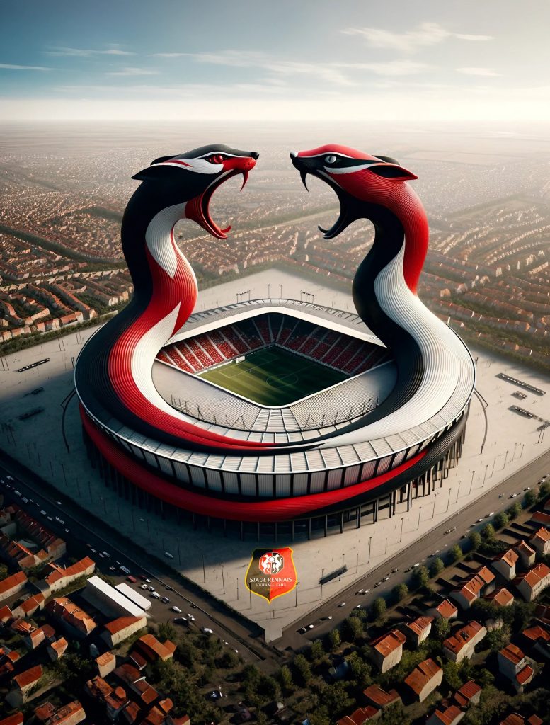 Le Roazhon Park du Stade Rennais imaginé par l'IA.