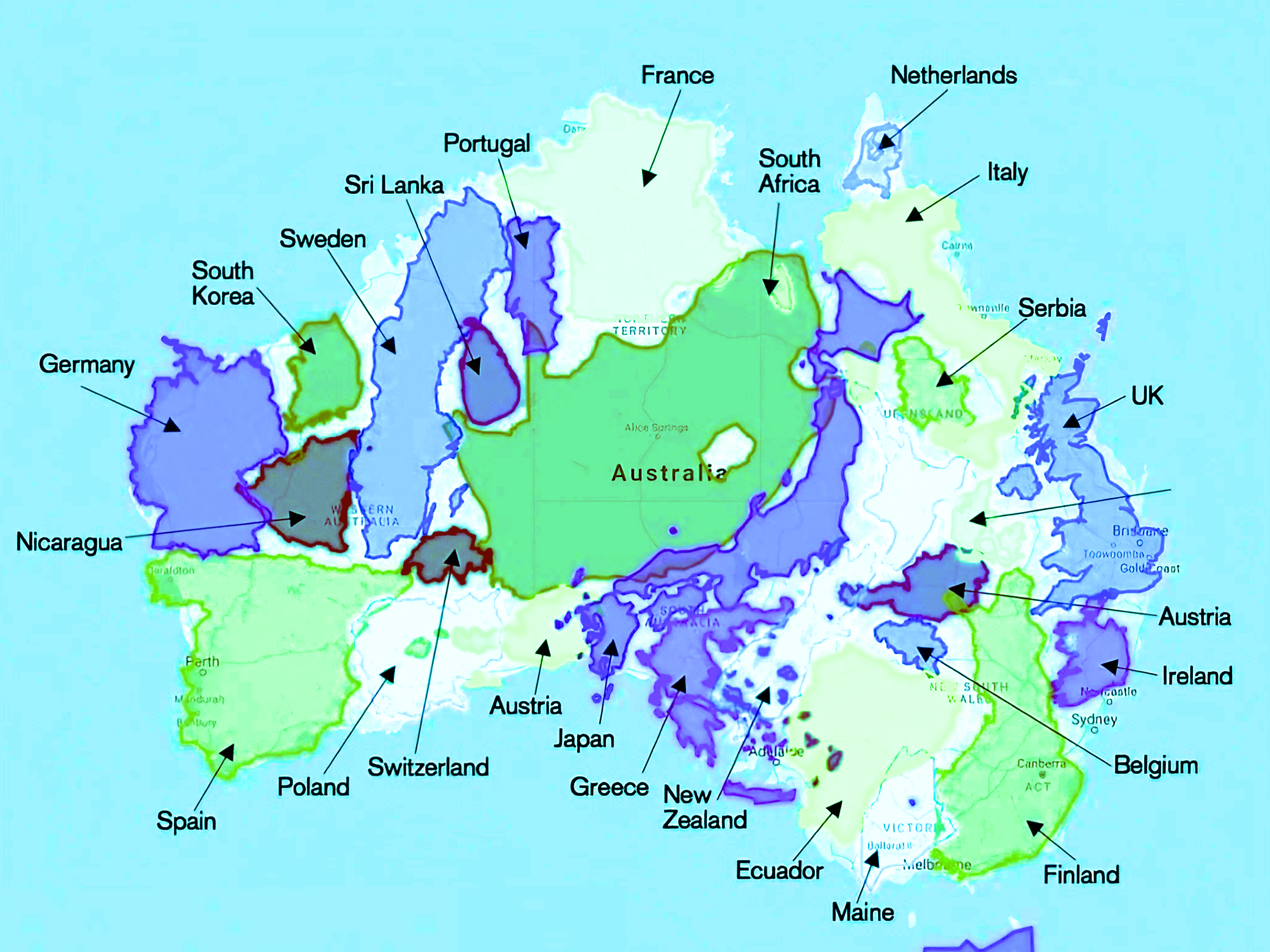 L’Australie c’est grand, très grand, comme le montre cette carte comparative