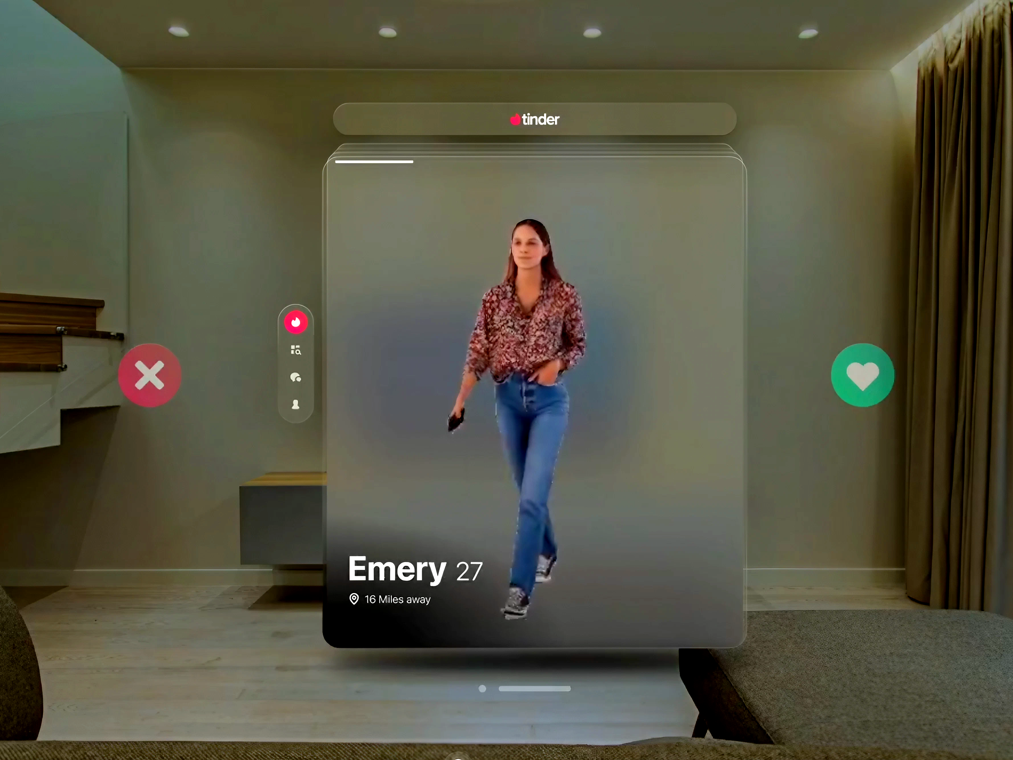 Un concept de Tinder 3D vidéo sur Apple Vision Pro