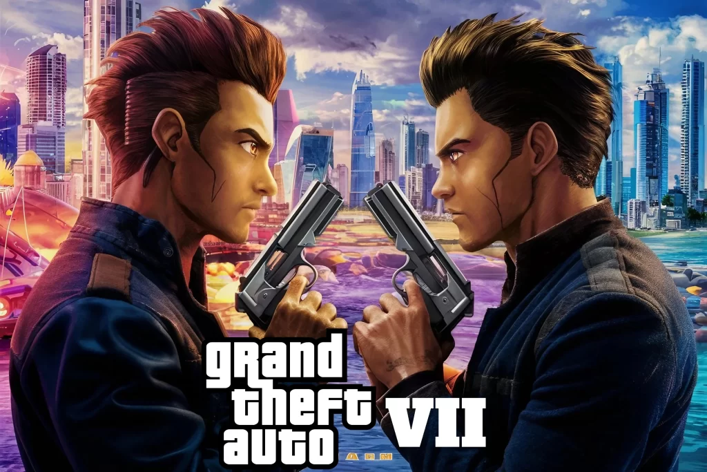 Affiche de GTA 7 générée avec une IA.