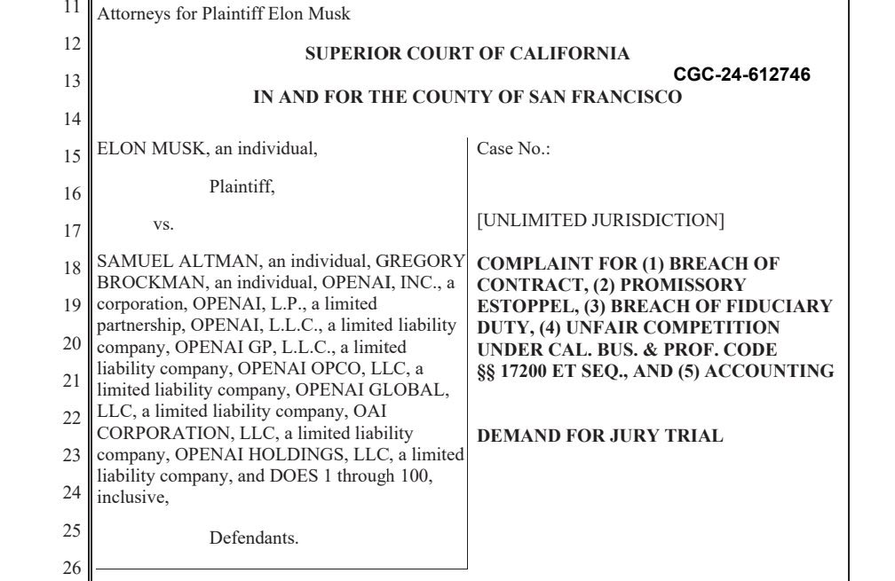Elon Musk attaque OpenAI en justice