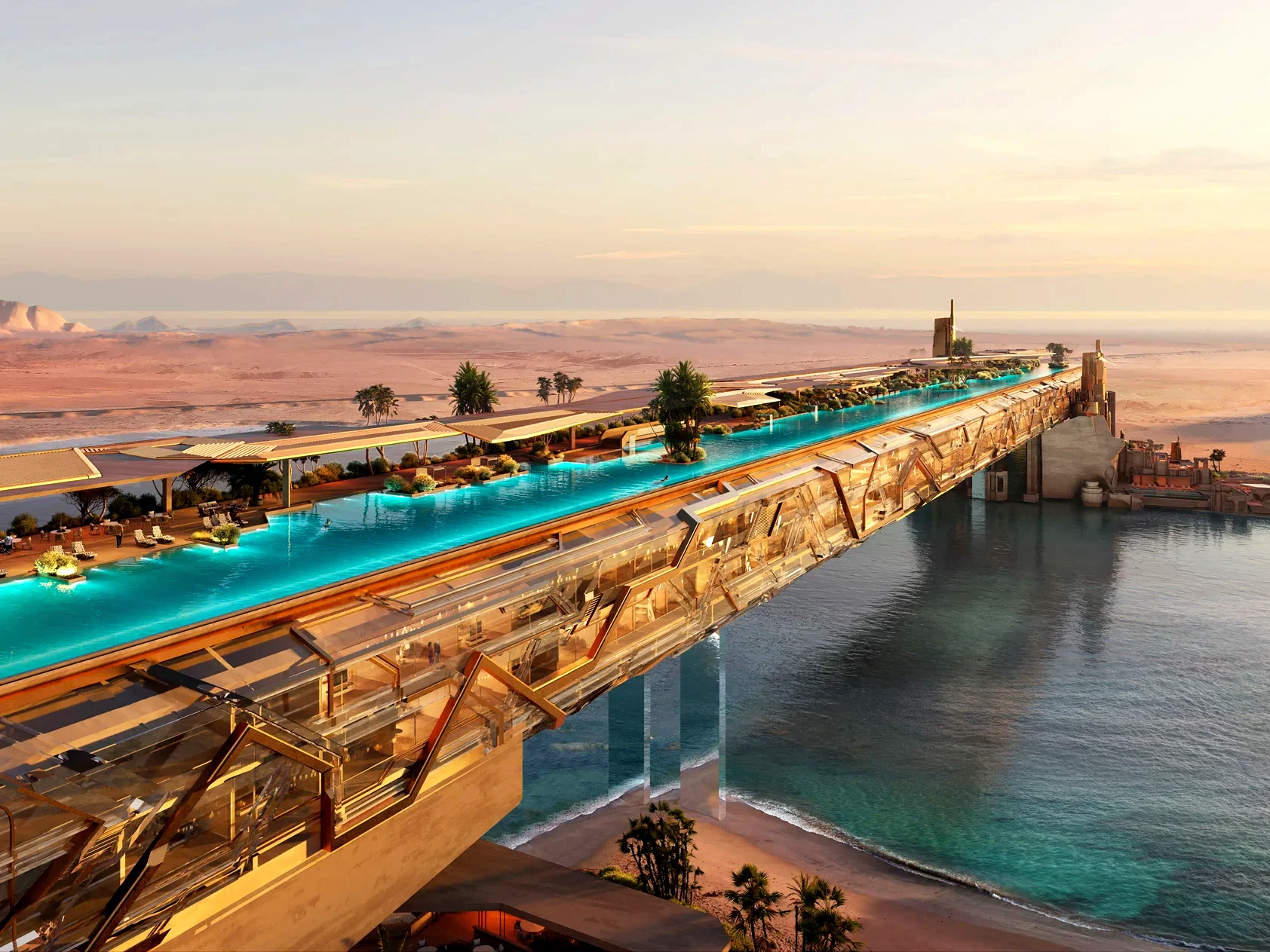 Treyam, un pont-hôtel luxueux de 450 mètres en Arabie saoudite